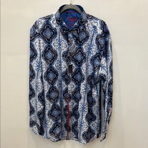 Sugar Blue and White Patterned Men's Shirt